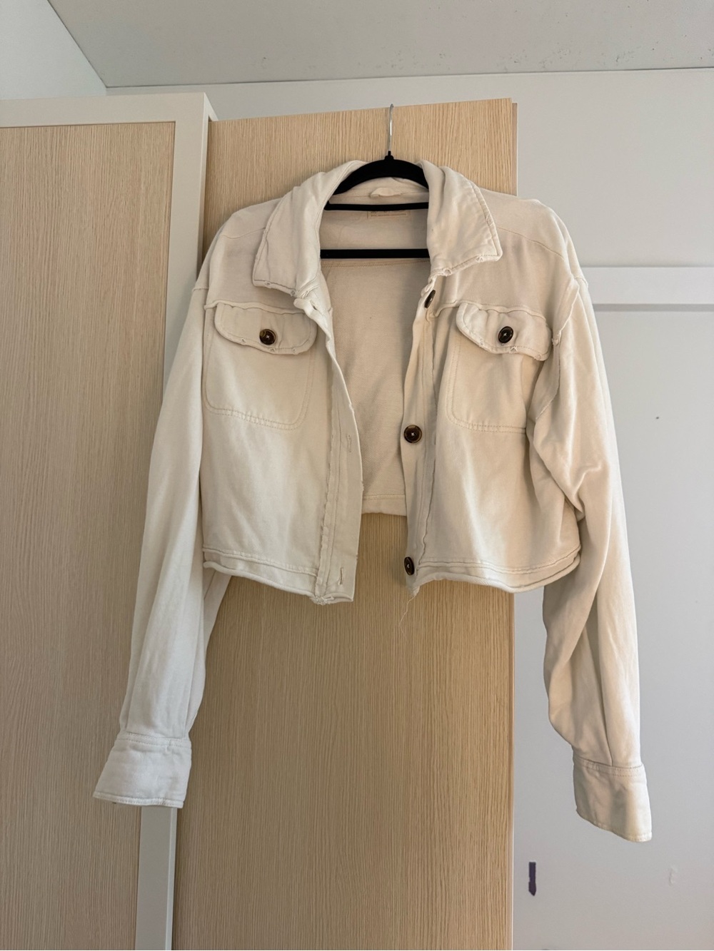 Free People Cream Cropped Jacket
